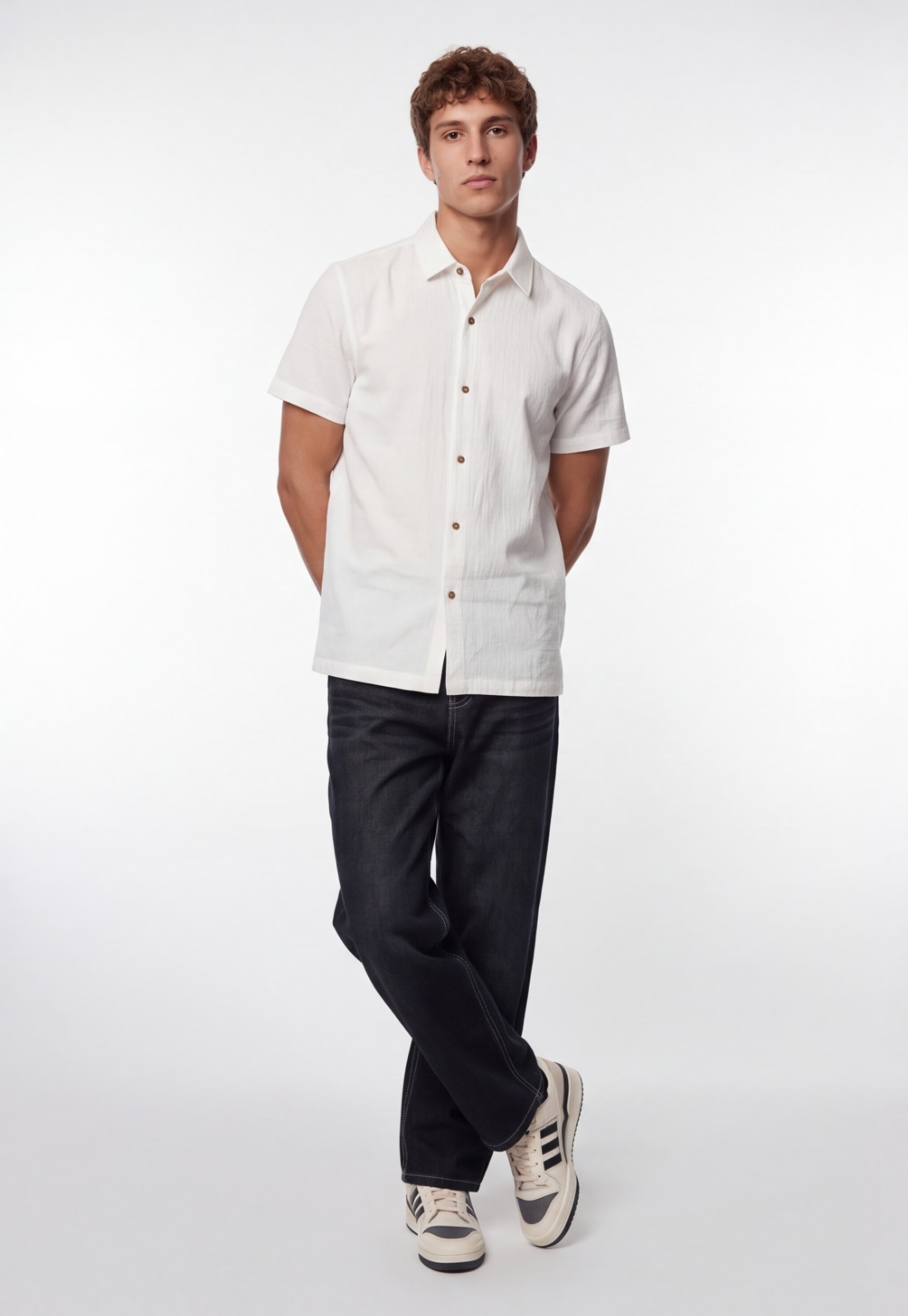 Jeans Hombre Skater Efecto Retro Negro 1