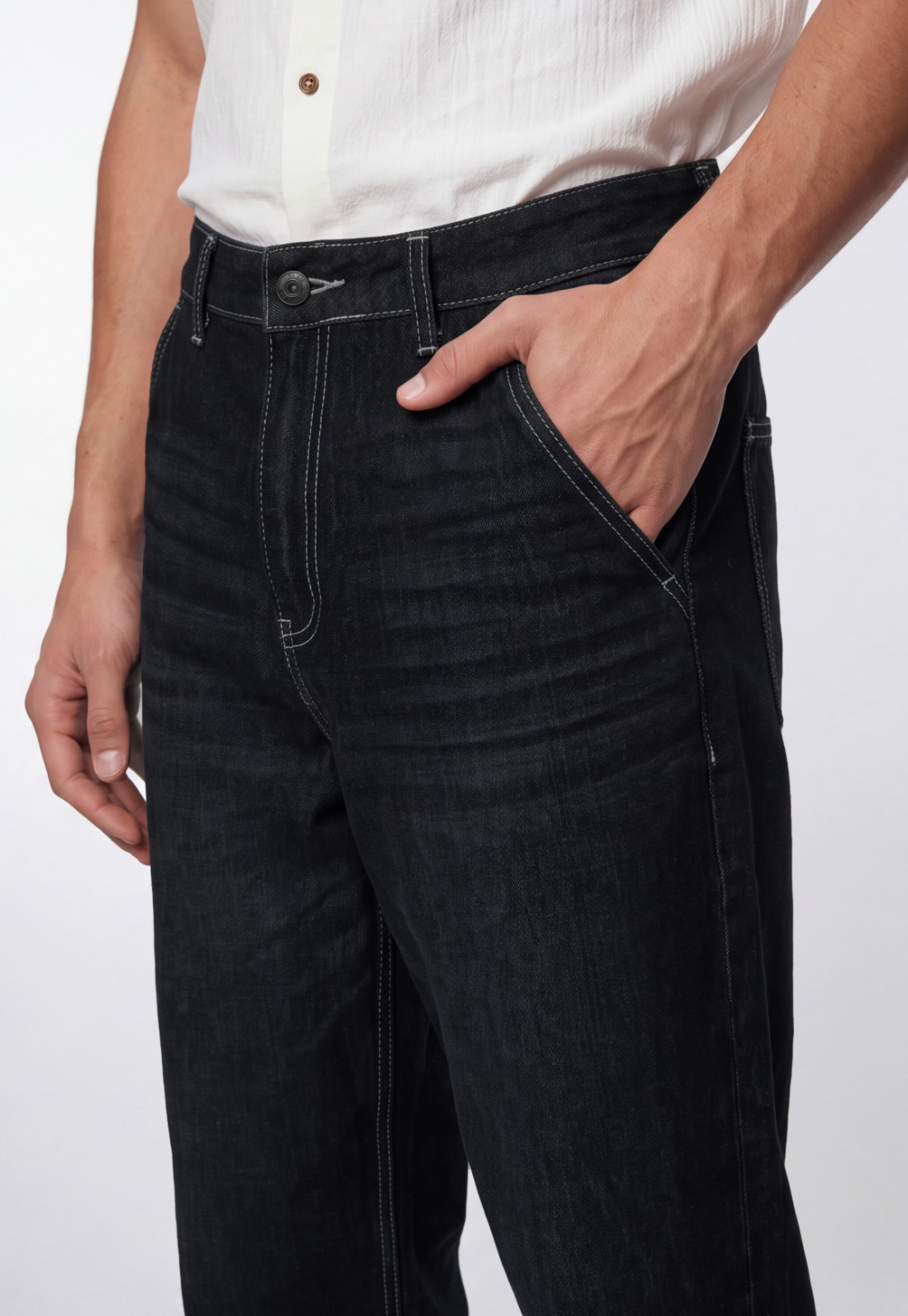 Jeans Hombre Skater Efecto Retro Negro 4