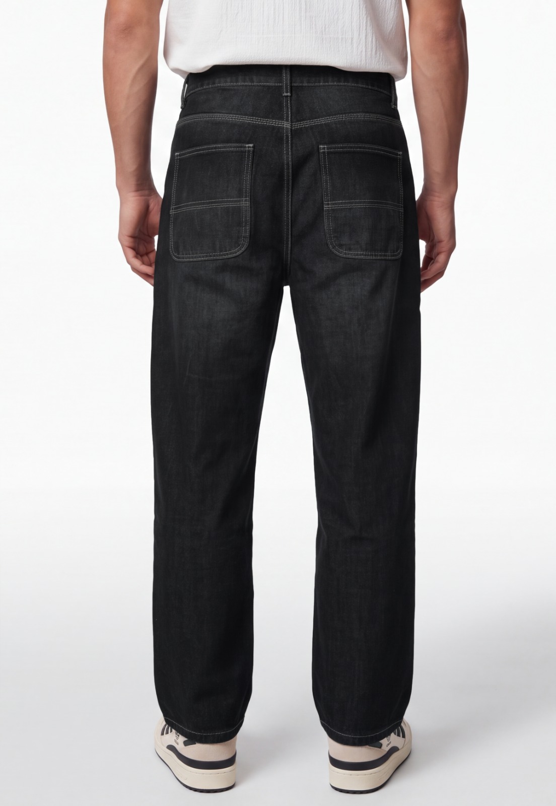 Jeans Hombre Skater Efecto Retro Negro 3