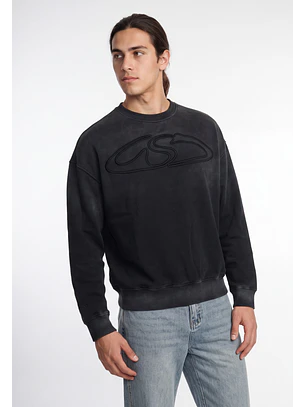 Polerón Hombre Oversize Lavado Negro
