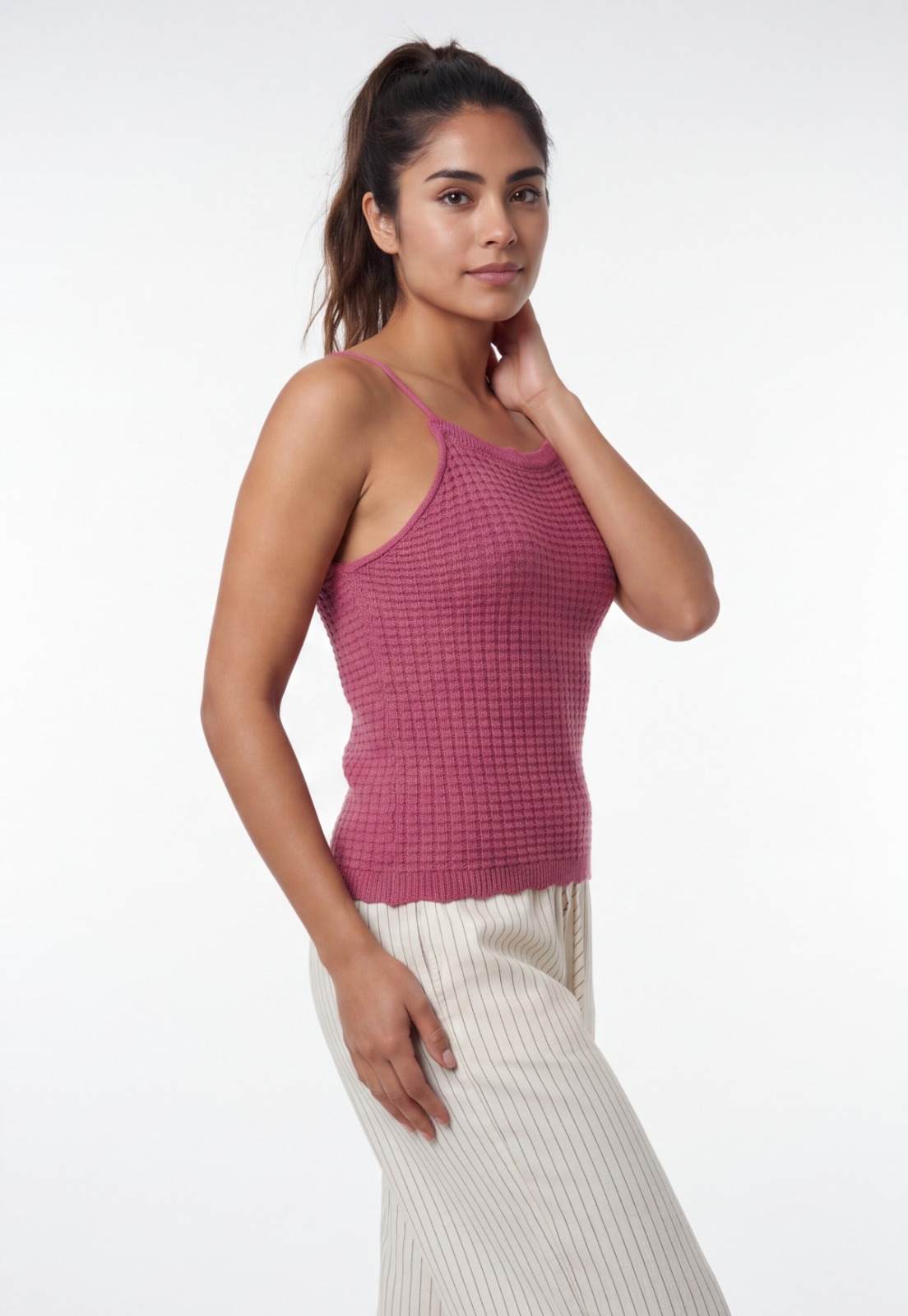 Peto Mujer Halter Tejido Magenta 3
