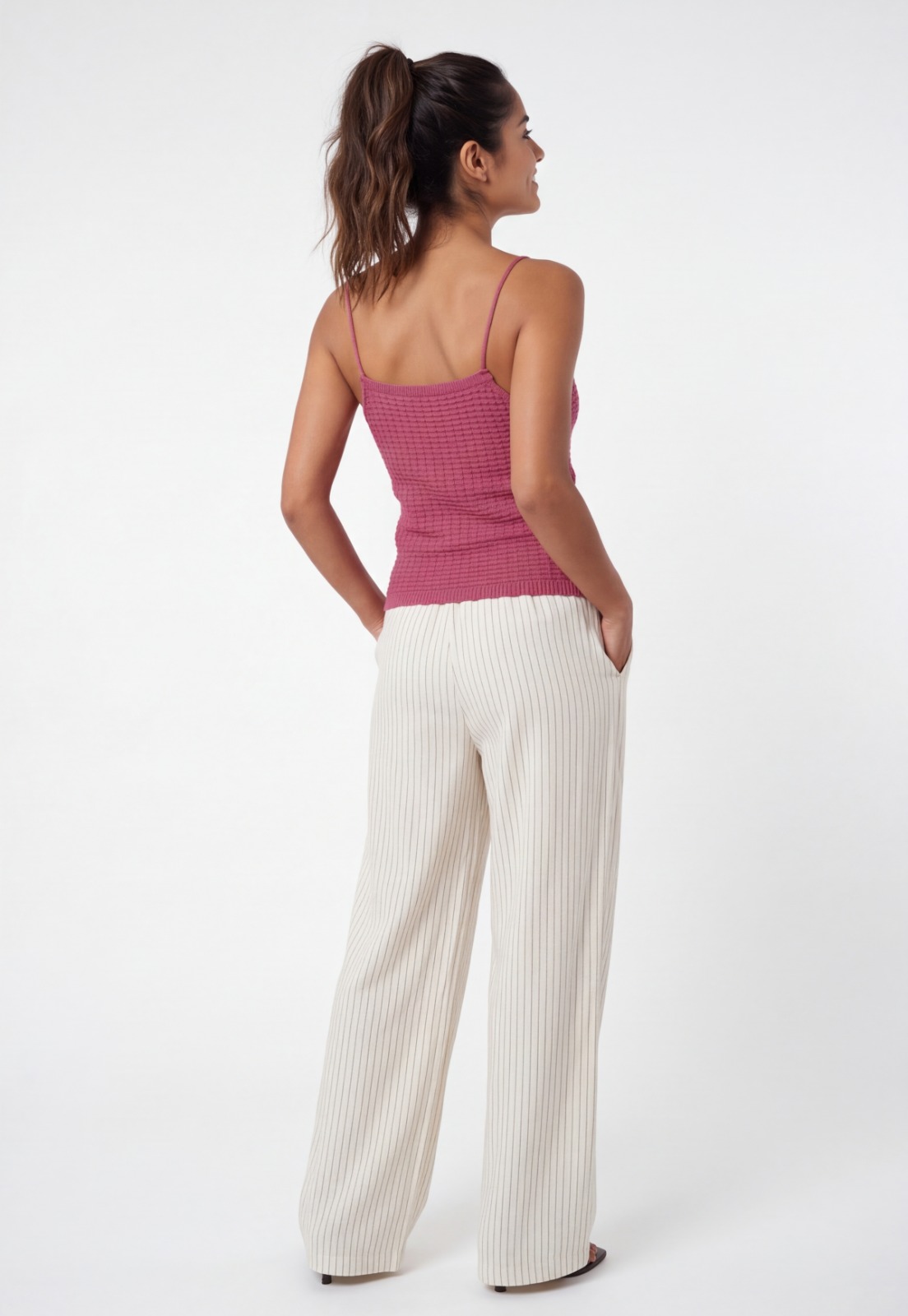 Peto Mujer Halter Tejido Magenta 2