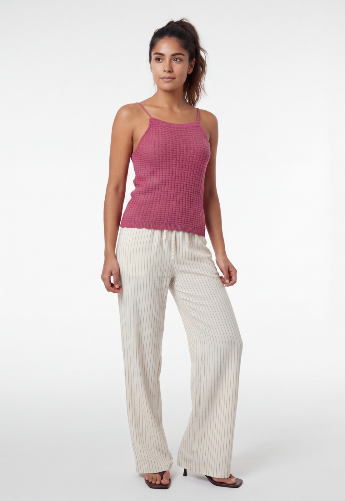 Peto Mujer Halter Tejido Magenta 1