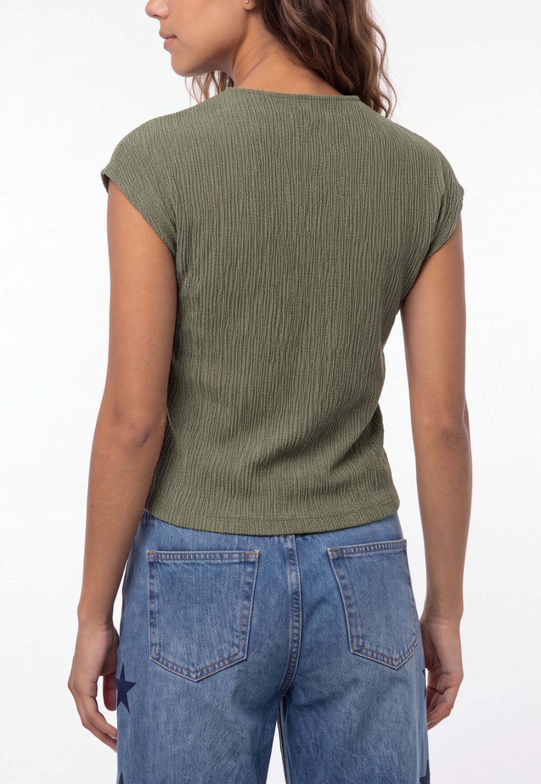 Polera Mujer Drapeada Fantasía Verde 2