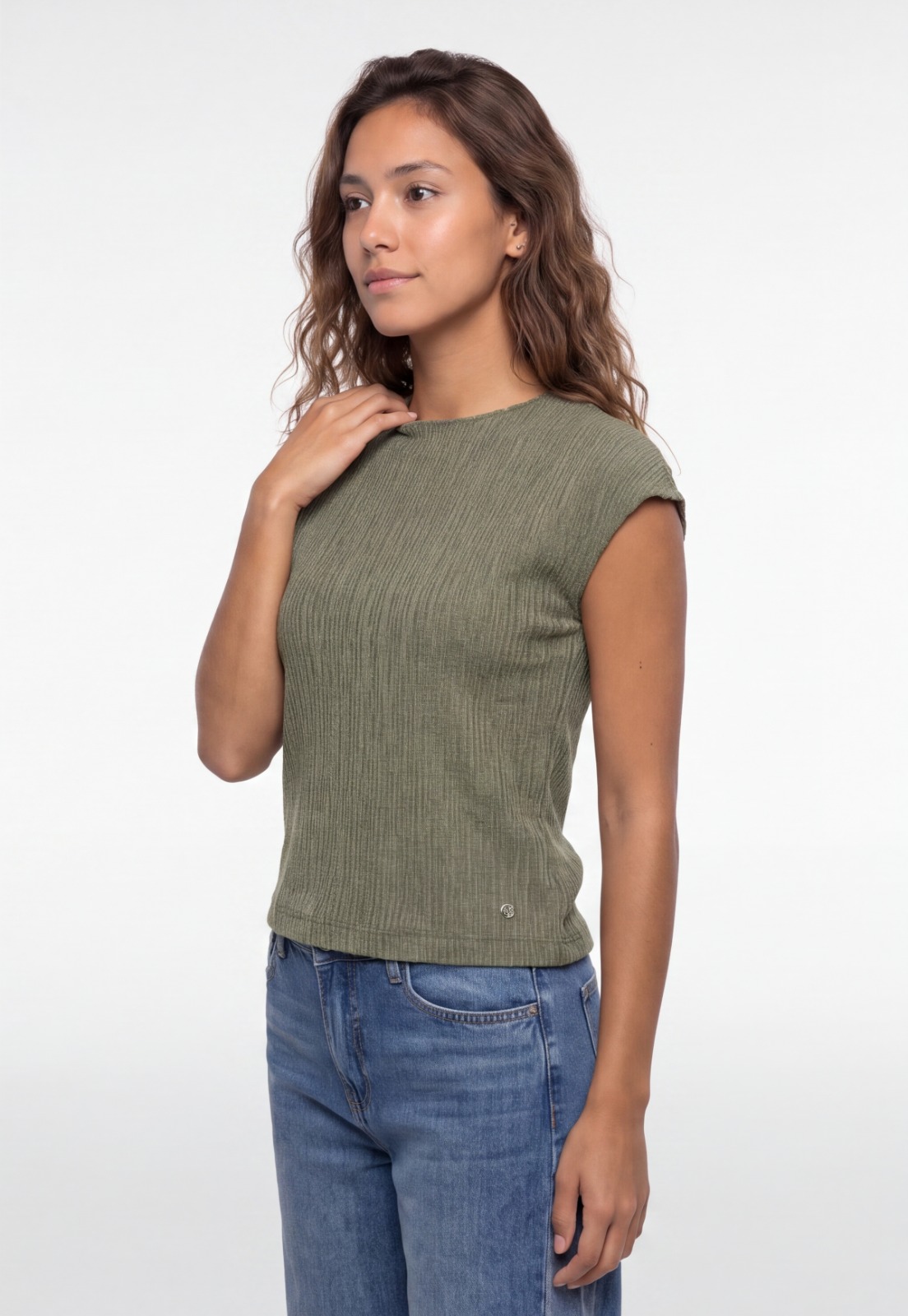 Polera Mujer Drapeada Fantasía Verde 1