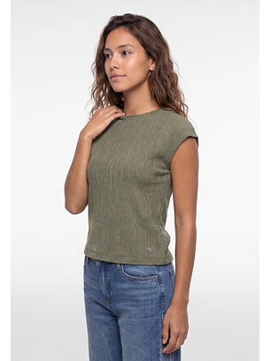 Polera Mujer Drapeada Fantasía Verde