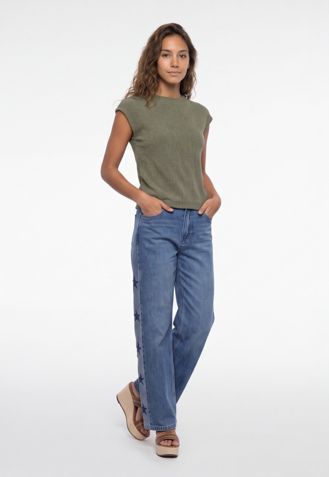 Polera Mujer Drapeada Fantasía Verde 4