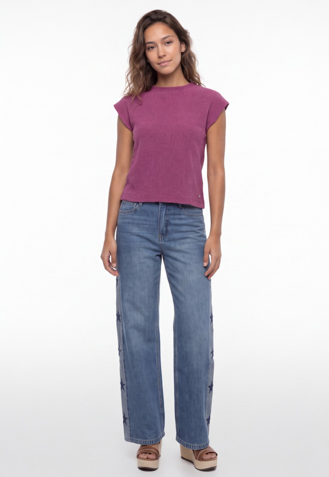 Polera Mujer Drapeada Fantasía Magenta 4