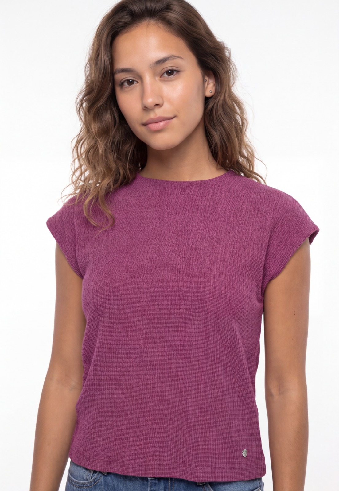 Polera Mujer Drapeada Fantasía Magenta 3