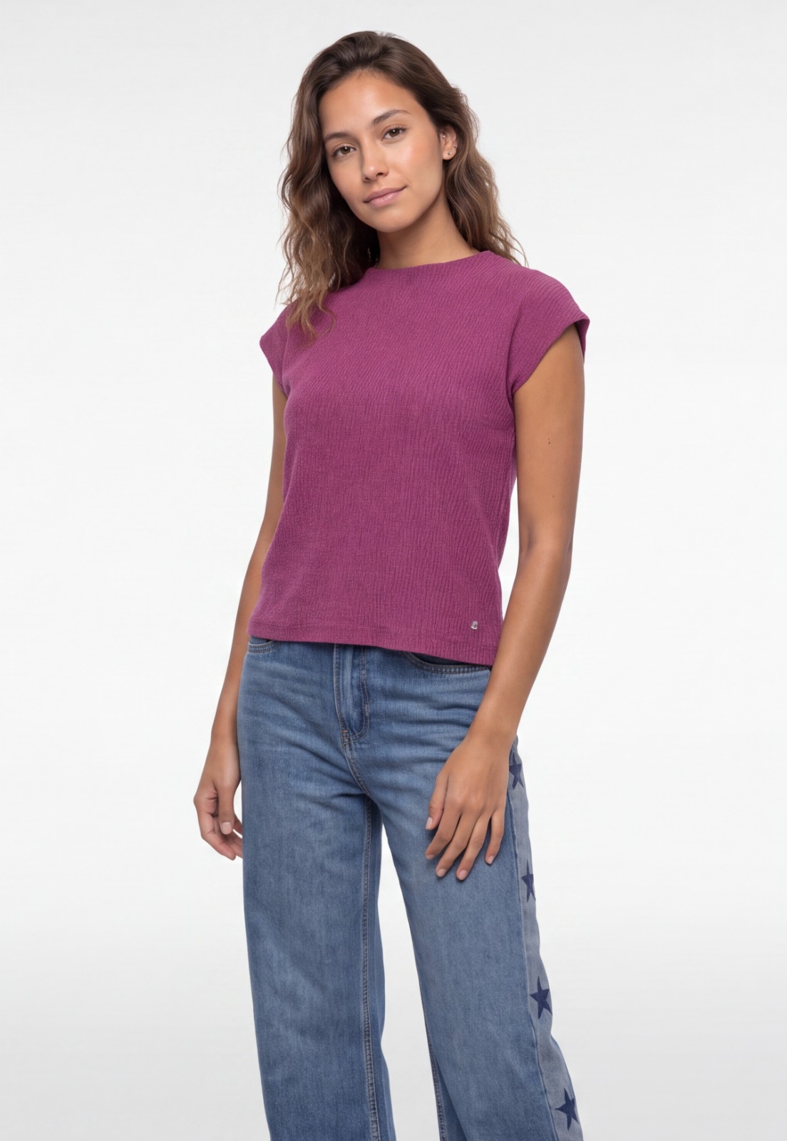 Polera Mujer Drapeada Fantasía Magenta 1