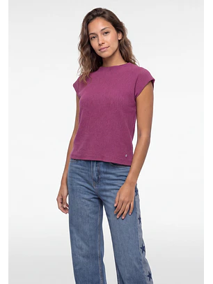 Polera Mujer Drapeada Fantasía Magenta