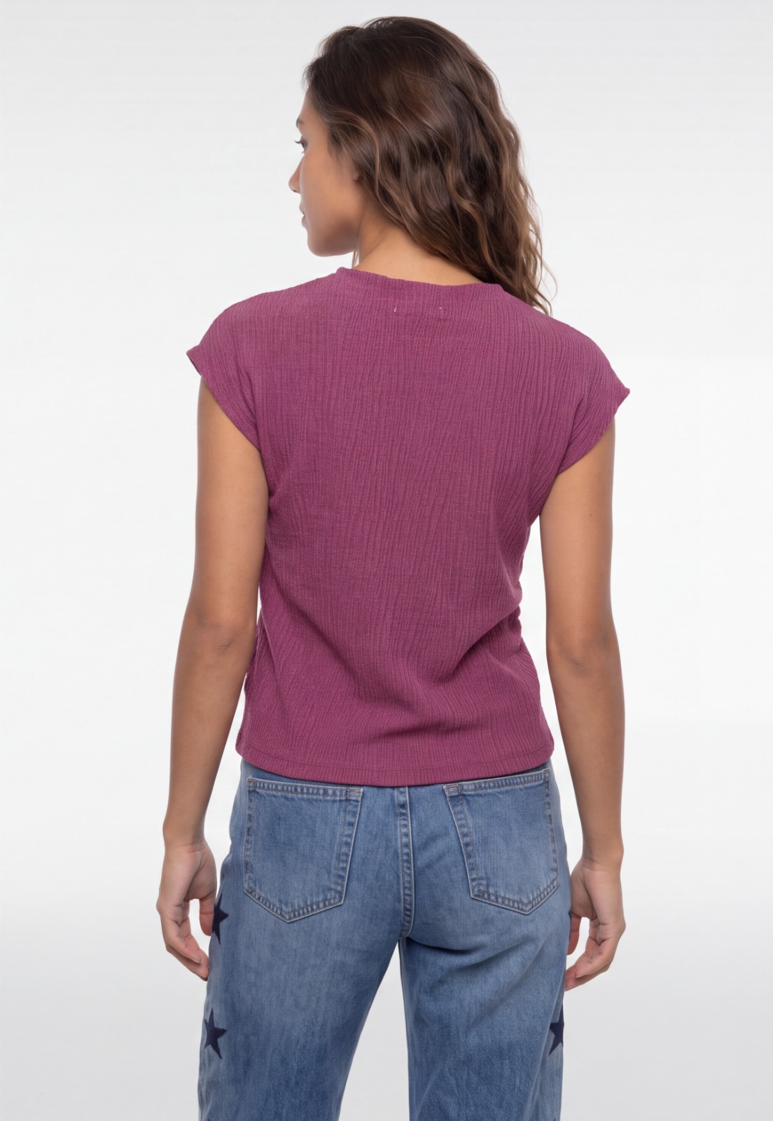 Polera Mujer Drapeada Fantasía Magenta 2
