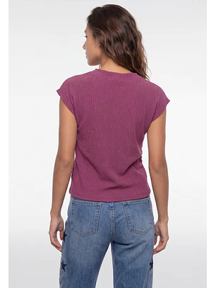 Polera Mujer Drapeada Fantasía Magenta