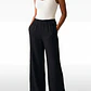 Pantalón Mujer Corrugado Wide Leg Liso Negro - Miniatura 1