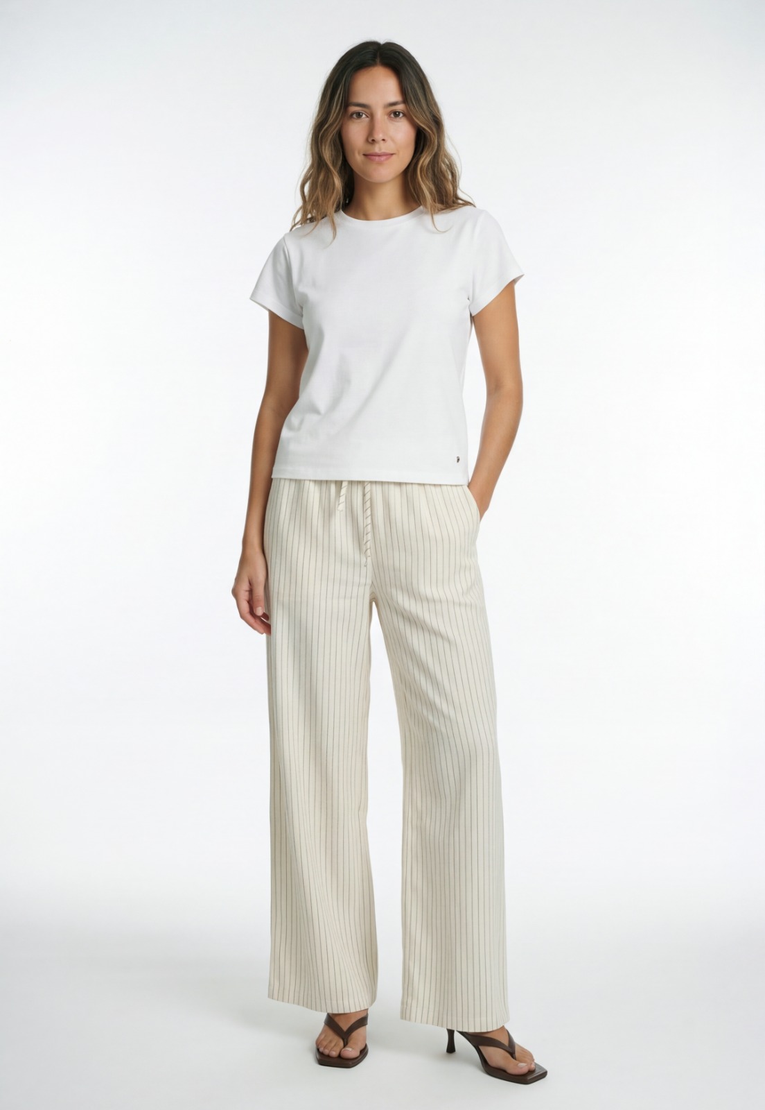 Pantalón Mujer Lino Full Print Blanco 4