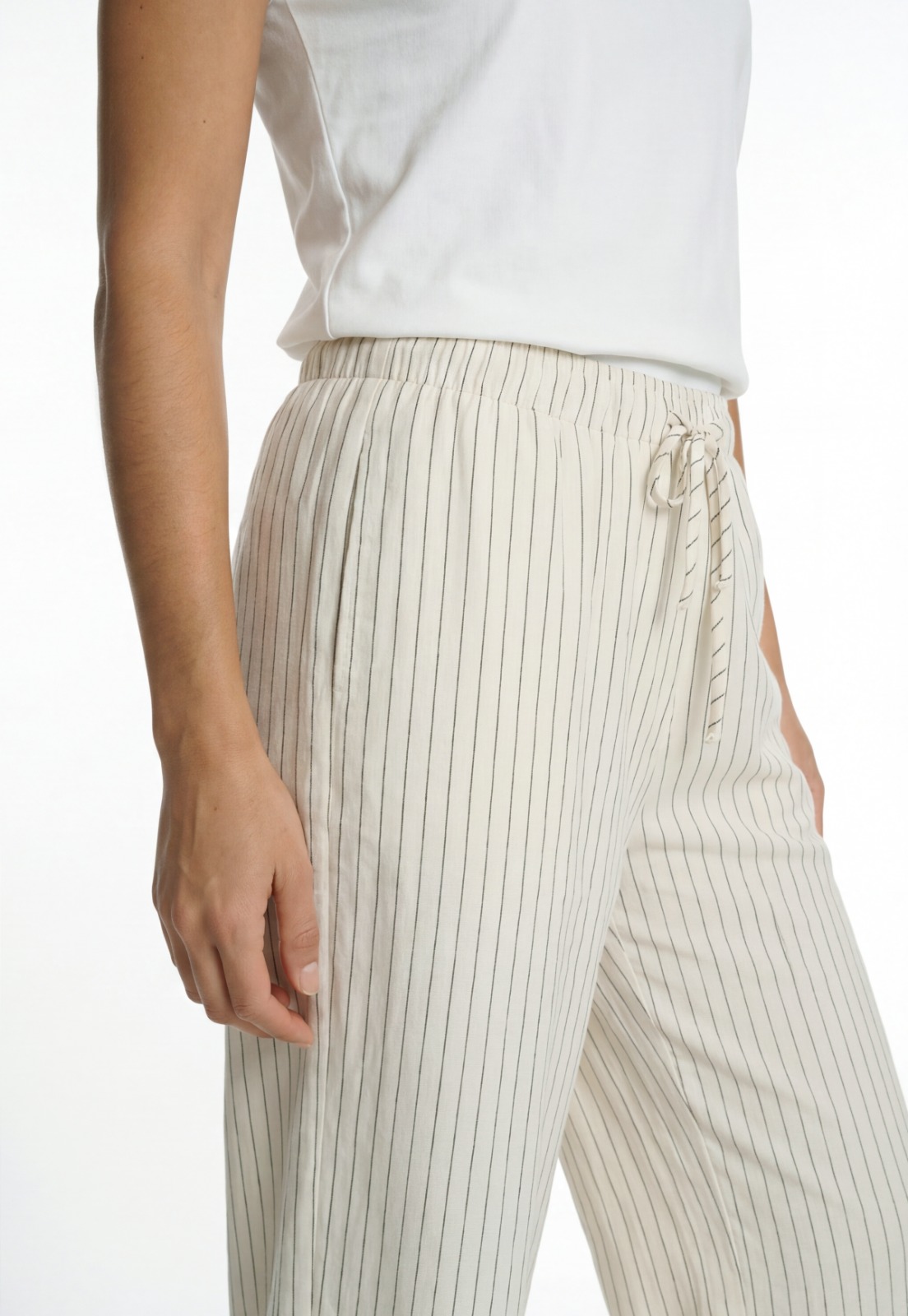 Pantalón Mujer Lino Full Print Blanco 3