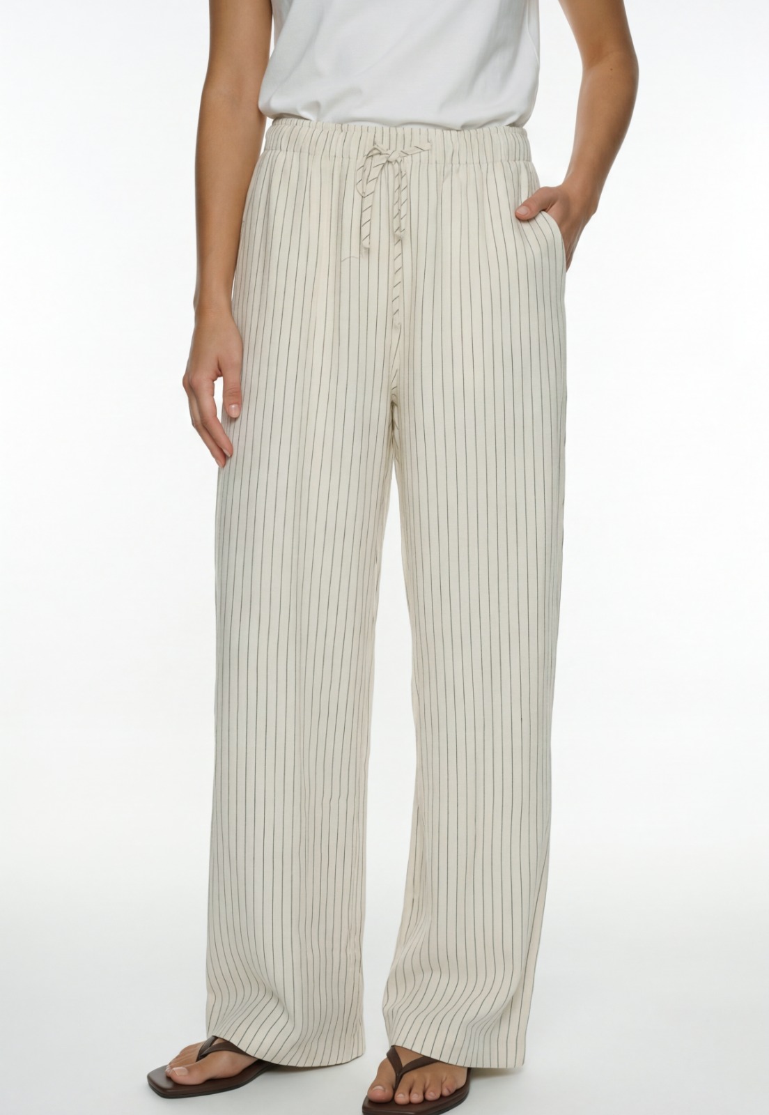 Pantalón Mujer Lino Full Print Blanco 1