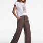 Pantalón Mujer Lino Full Print Café - Miniatura 4
