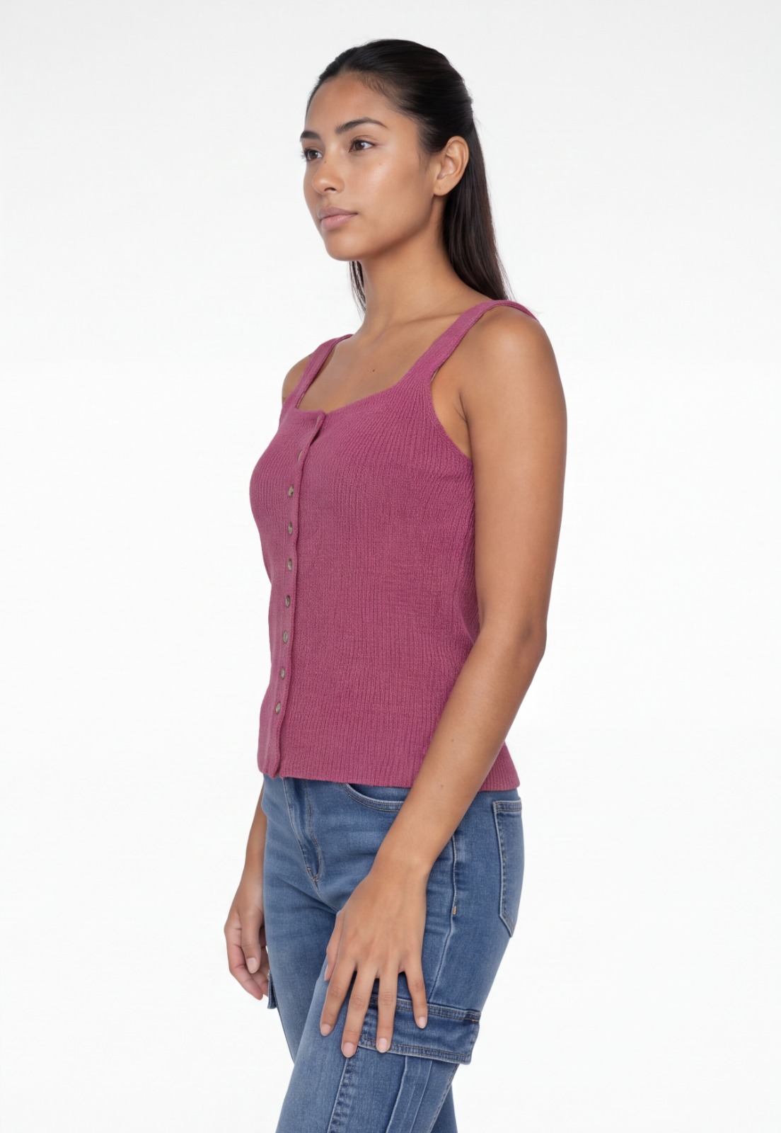 Peto Mujer Pabilo Corrugado Botones Magenta 3