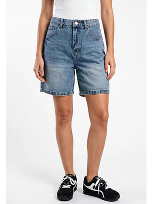 Short Mujer Denim Tiro Medio Celeste