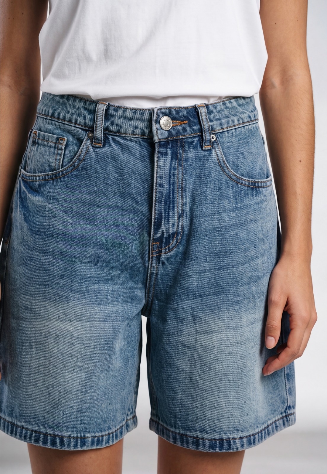 Short Mujer Denim Tiro Medio Celeste 3