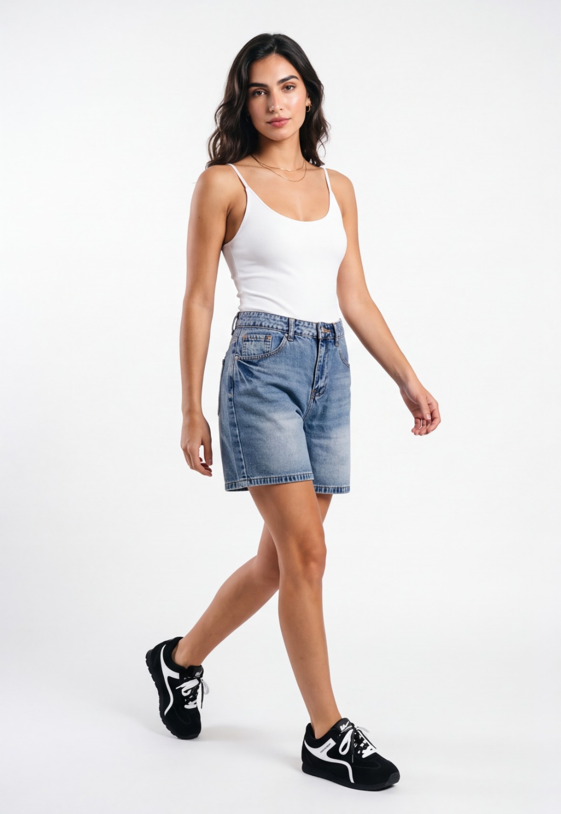 Short Mujer Denim Tiro Medio Celeste 4