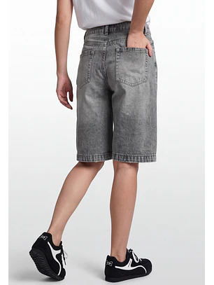 Short Mujer Denim Baggy Gris