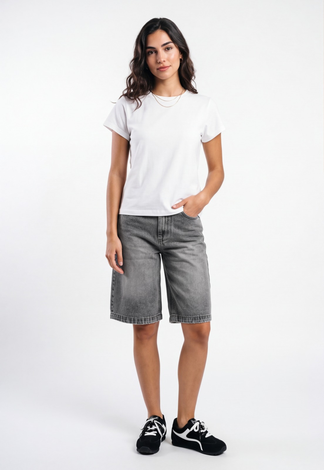 Short Mujer Denim Baggy Gris 4
