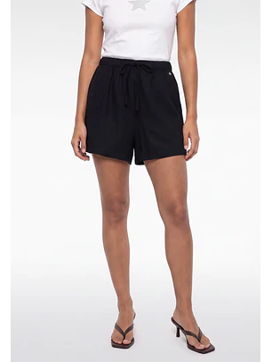 Short Mujer Lino Basic Negro
