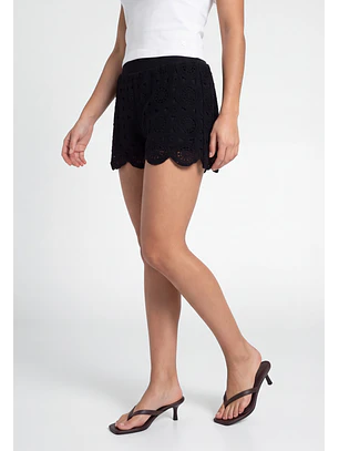 Short Mujer Tejido Macramé Negro