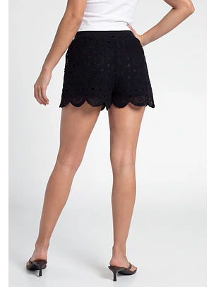 Short Mujer Tejido Macramé Negro