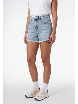 Short Mujer Denim Desflecado Celeste
