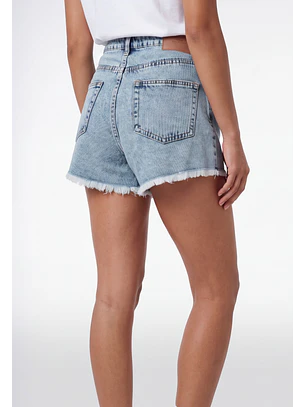 Short Mujer Denim Desflecado Celeste