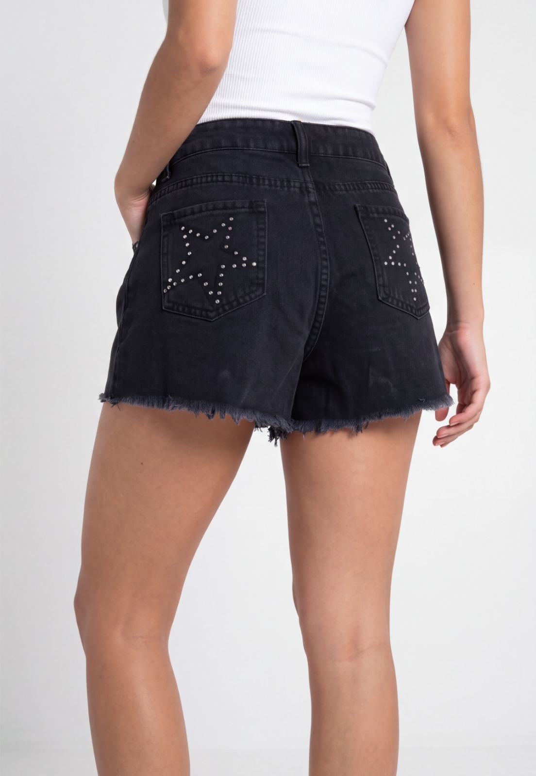 Short Mujer Estrella Tachas Negro 3
