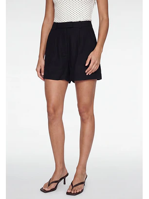 Short Mujer Sastrero Lino Negro