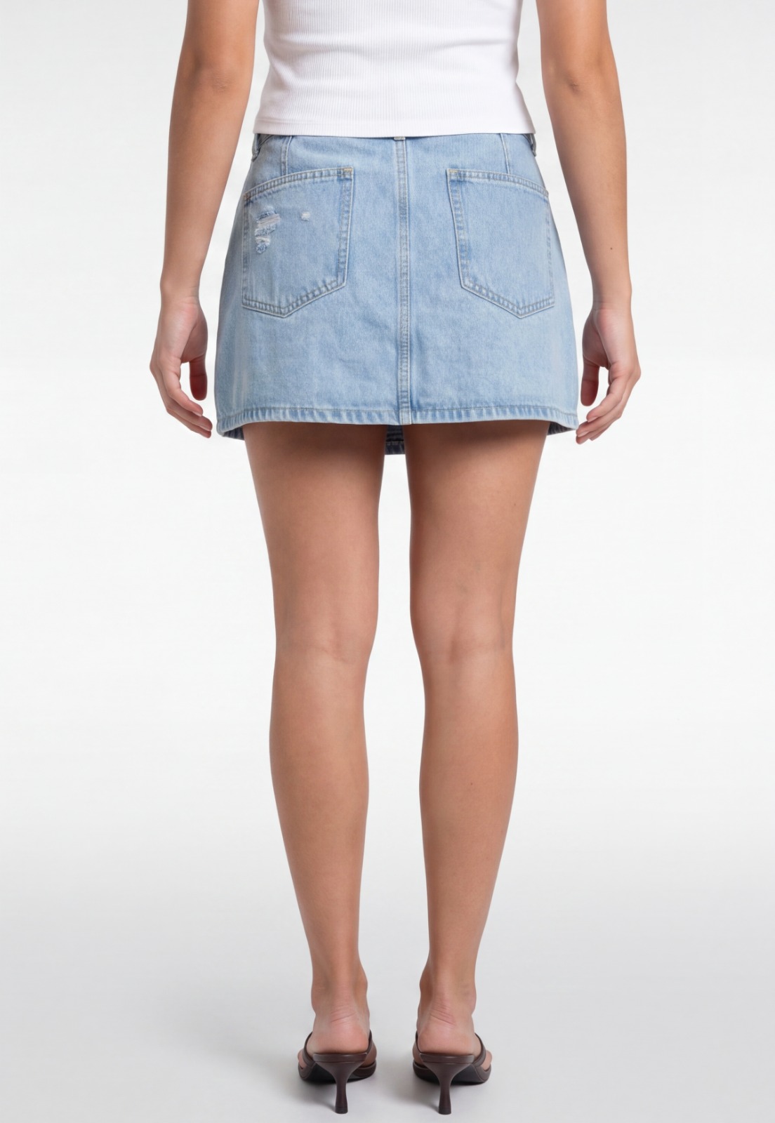 Falda Mujer Denim Botones Celeste 2