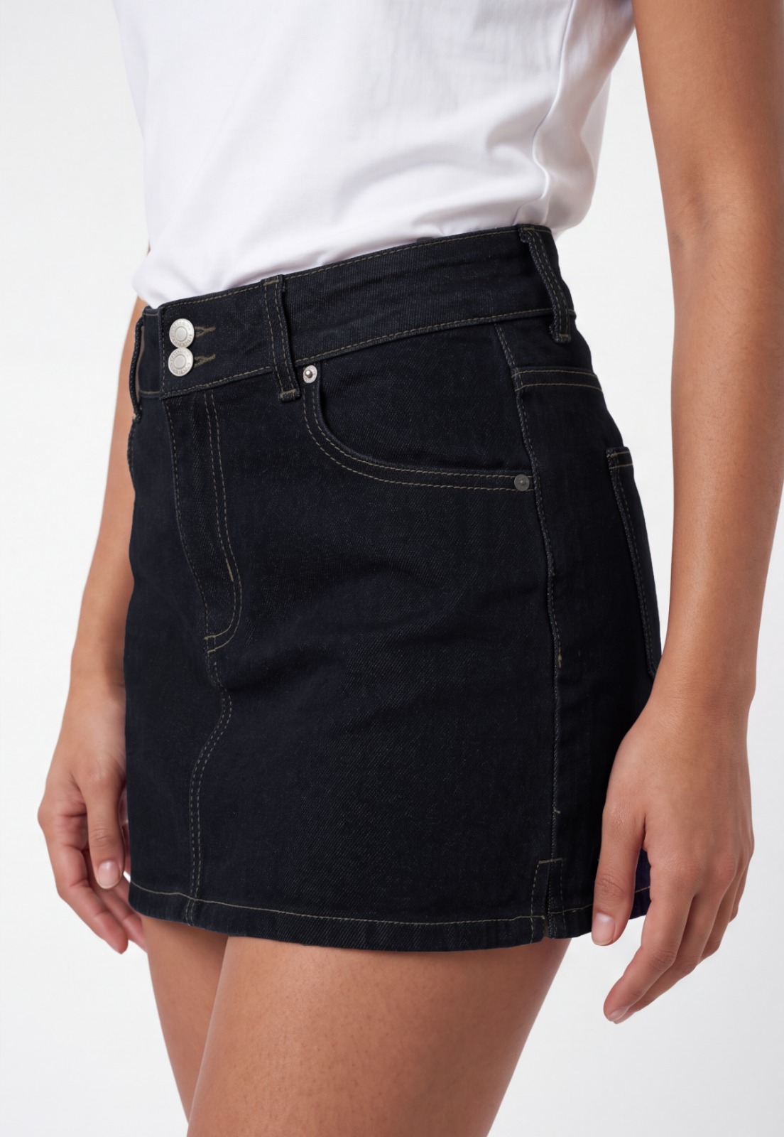 Falda Mujer Short Raw Denim Azul 3