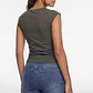 Polera Mujer Básica Drapeada Verde - Miniatura 2
