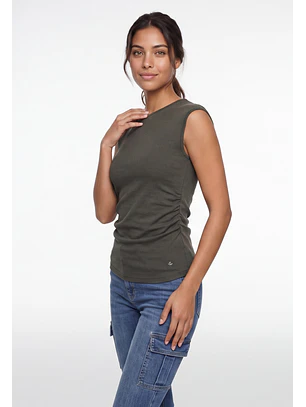 Polera Mujer Básica Drapeada Verde