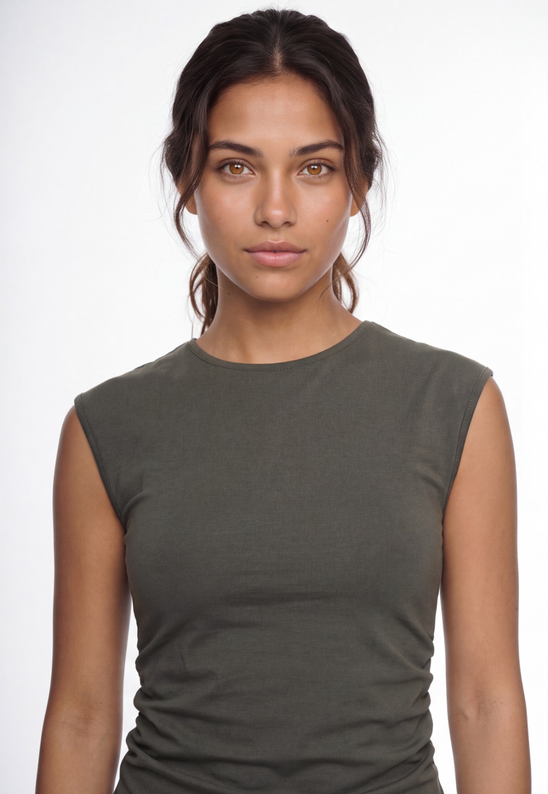 Polera Mujer Básica Drapeada Verde 3