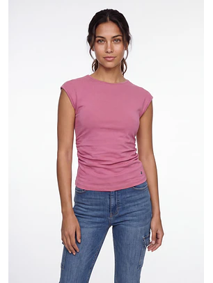 Polera Mujer Básica Drapeada Rosado