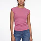 Polera Mujer Básica Drapeada Rosado - Miniatura 1