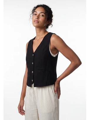 Vest Mujer Lino Sastrero Negro