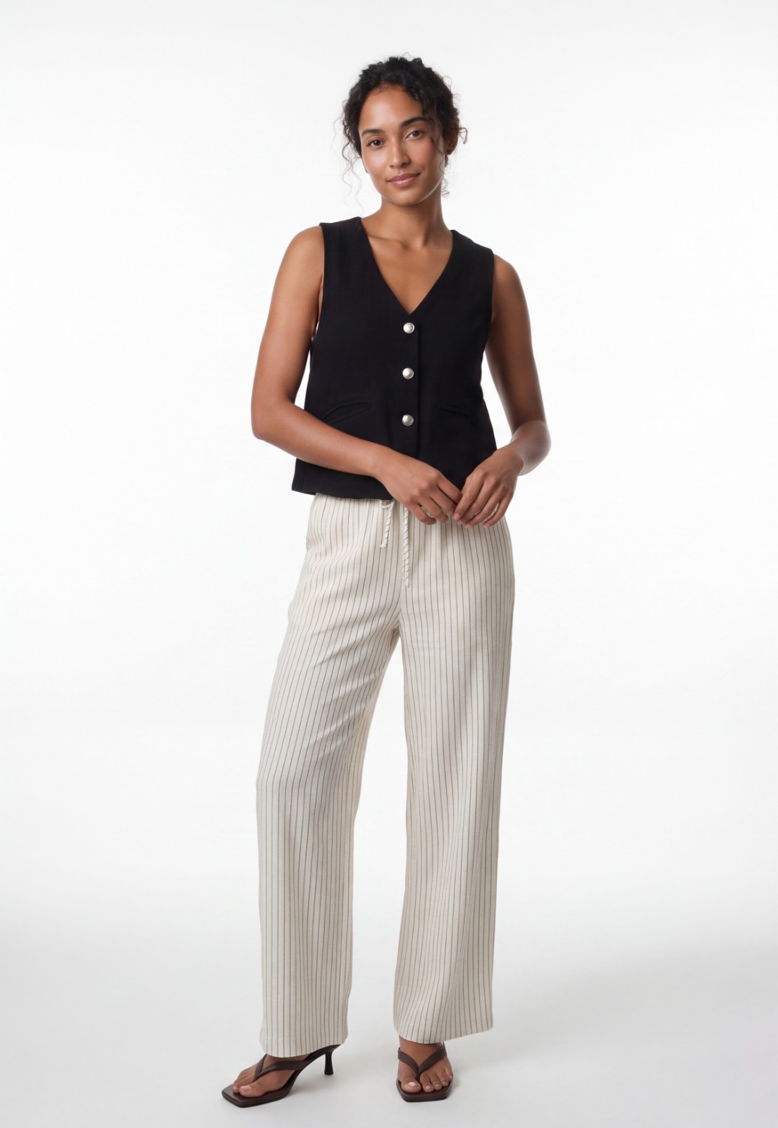 Vest Mujer Lino Sastrero Negro 4