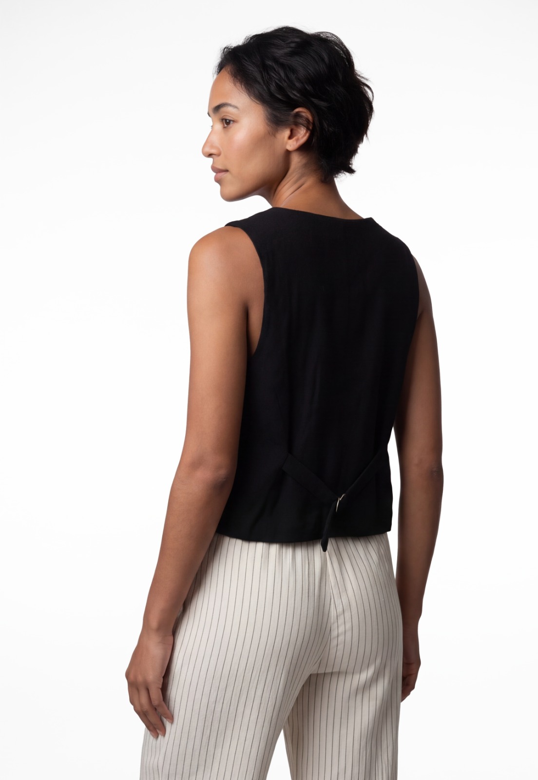 Vest Mujer Lino Sastrero Negro 2
