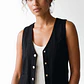 Vest Mujer Lino Sastrero Negro - Miniatura 3
