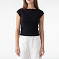 Polera Mujer Rib Cuello Bote Negro - Miniatura 1
