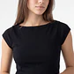 Polera Mujer Rib Cuello Bote Negro - Miniatura 3