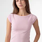 Polera Mujer Rib Cuello Bote Rosado - Miniatura 3
