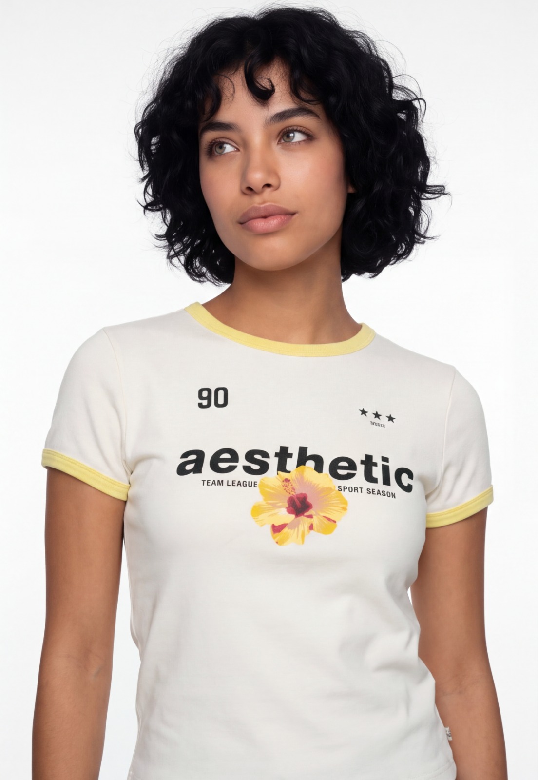 Polera Mujer Baby Tee Hibisco Crudo 3